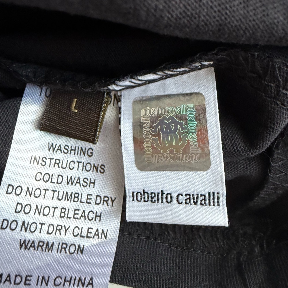 NWT Roberto Cavalli Black Tee with Red Snake Design Size L - Picture 6 of 7